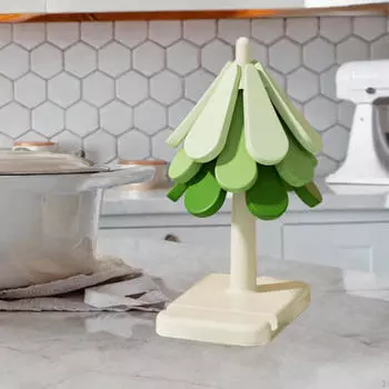 Складная теплоизоляционная подставка под горячее в виде дерева, кухонное украшение, изолированная силиконовая подставка Square base