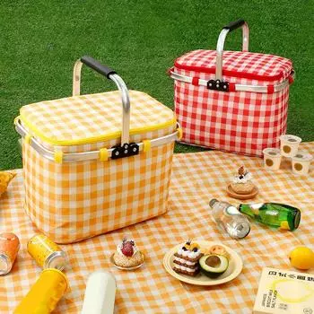Складная термоизолированная сумка для пикника для еды, пива, утолщенные сумки для хранения на открытом воздухе, сумка для кемпинга, водонепроницаемая корзина для ланч-бокса CHINA