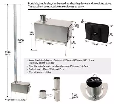 Складная титановая дровяная печь легкая компактная прочная портативная складная дровяная печь для кемпинга на открытом воздухе походов выживания в лесу темно серый