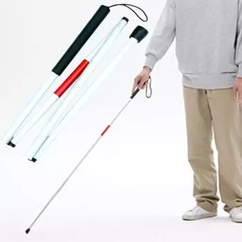 Складная трость из алюминиево-цинкового сплава со светоотражающими свойствами для пешего туризма и треккинга, трость-костыль для людей с ослабленным зрением для использования на открытом воздухе белый