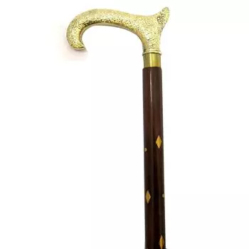 Складная трость из цельного дерева, состоящая из 2 частей, с резной латунной ручкой для мужчин и женщин, длина 36 дюймов