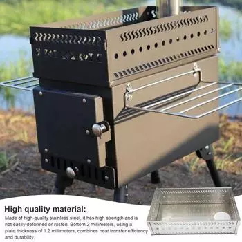 Складная уличная плита, держатель для камня для сауны, деревянная корзина для кемпинга, портативная термостойкая корзина для топки с углем для пикника, барбекю A