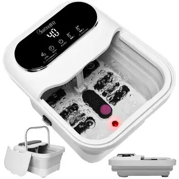 Складная ванна для ног Carbagjoy, 10 л, с пузырьковым подогревом и сохранением тепла, бесшумная, 6 штук, поставляется с пемзой, руководство по эксплуатации на японском языке белый