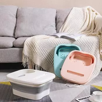 Складная ванна для ног Массажное ведро Ведро для замачивания Бытовая сауна Ведро для массажа ног для студентов в общежитии розовый
