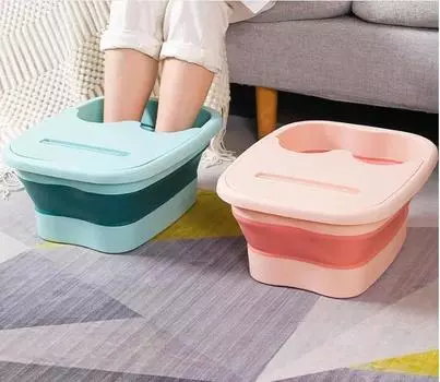 Складная ванночка для ног Инструмент для ванночки для ног Массажер для ванночки для ног Ванна для замачивания ног Большая ванна для замачивания ног Аксессуары для ванной комнаты белый