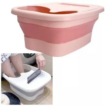 Складная ванночка для ног Medikichi, переносная с крышкой, термоподставка для смартфона на открытом воздухе (розовый) розовый