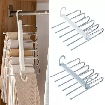 Складная вешалка для брюк из нержавеющей стали, большая вместимость, бесшовная противоскользящая, выдерживает большую нагрузку, органайзер для шкафа, джинсы, юбки, шарф, брюки, вертикальная вешалка для хранения серый