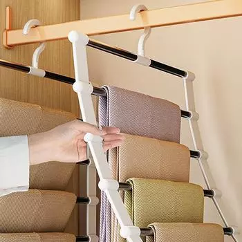 Складная вешалка для брюк с лестницей, многофункциональная вешалка для брюк, вешалка для брюк из нержавеющей стали one size
