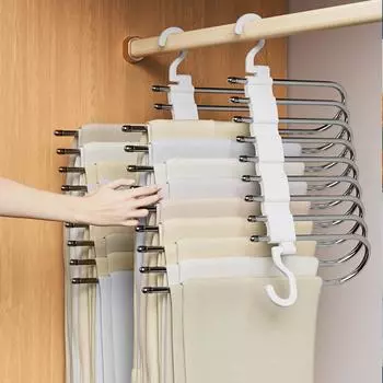 Складная вешалка для брюк, встроенная домашняя многофункциональная вешалка для брюк, вешалка для хранения вещей 1
