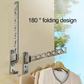 Складная вешалка для одежды, настенное крепление без дрели, ветрозащитная, противоскользящая, современная, сверхмощная, для ванной комнаты, держатель для сушки одежды, органайзер чёрный