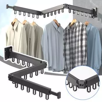 Складная вешалка для одежды, выдвижная алюминиевая сушилка для одежды для дома и улицы, настенное крепление, экономия места, бельевая веревка для белья 1 rod