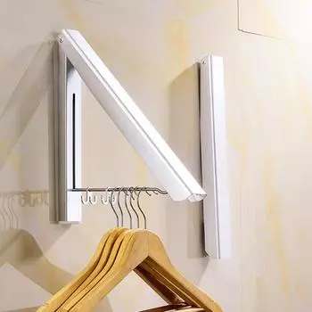 Складная вешалка для одежды, выдвижная настенная сушилка, домашняя полка для балкона 1 Pc серебряный