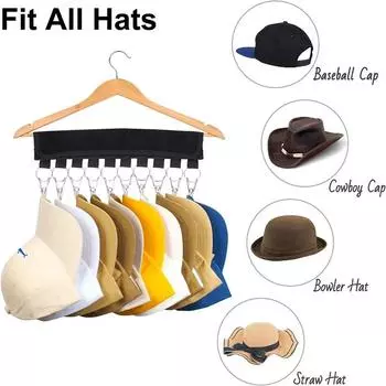 Складная вешалка для шляп, держатели для полотенец из ткани, зажимы из нержавеющей стали, многофункциональная вешалка для одежды, организация одежды в гардеробе чёрный