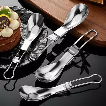 Складная вилка-ложка из полированной нержавеющей стали, легкая, для ужина на открытом воздухе, столовые приборы для путешествий, кемпинга, пешего туризма L