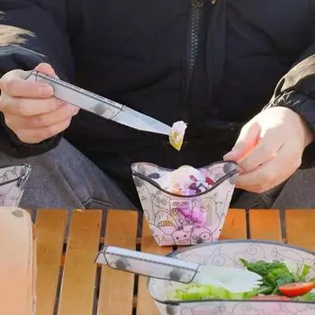 Складная вилка-ложка с кнопкой-защелкой для путешествий, пикника, пешего туризма, альпинизма, складные столовые приборы для пищевых продуктов, столовые приборы Spoon