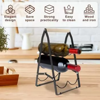 Складная винная стойка, держатели для бутылок, кухонная полка для бутылок с водой, полка для красного вина, кладовая, барная утварь, витрины, подставка для бара чёрный