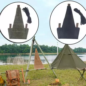 Складное брезентовое сиденье для кемпинга с табуретом-треногом чёрный