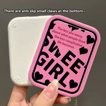 Складное мини-зеркало для макияжа с мультяшным рисунком, оригинальный узор, портативный инструмент для макияжа для женщин и девочек, мини-ручное зеркало для макияжа