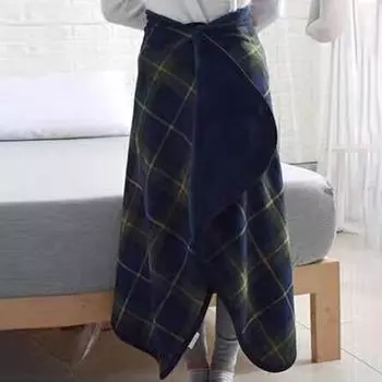 Складное одеяло с застежкой на пуговицы, клетчатый узор, двухслойное, теплое для дома, офиса, автомобиля, чтения телевизора, путешествий, уютное одеяло-одеяло S серый