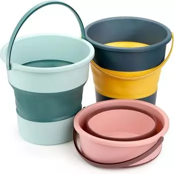 Складное пластиковое ведро 2,6 галлона/10 л, складная круглая ванна с ручкой, переносное ведро для рыбалки и кемпинга