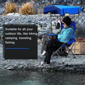 Складное пляжное кресло Раскладное кресло-качалка Патио с солнцезащитным козырьком Уличное S темно-синий