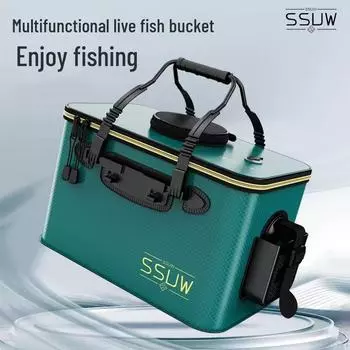 Складное рыболовное ведро из ЭВА для живой рыбы с утолщенными стенками - портативное средство защиты рыбы для рыболовов. 30cm чёрный