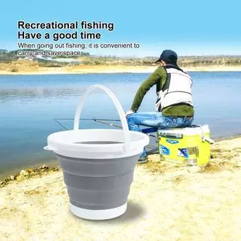 Складное ведро 5/10 л с ручкой, большая грузоподъемность, большая емкость, герметичное складное ведро для мытья автомобиля, для рыбалки, кемпинга, пляжа, воды M