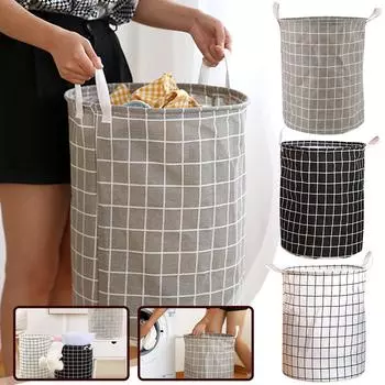 Складное ведро для хранения грязной одежды с героями мультфильмов, ткань из хлопка и льна, игрушки для животных, водонепроницаемая бытовая корзина, корзина для одежды, корзина для грязной одежды One Size чёрный