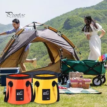 Складное ведро для кемпинга 12/20 л с переносной ручкой, водонепроницаемое многофункциональное складное ведро для мытья автомобиля, рыбалки и хранения воды 12L синий