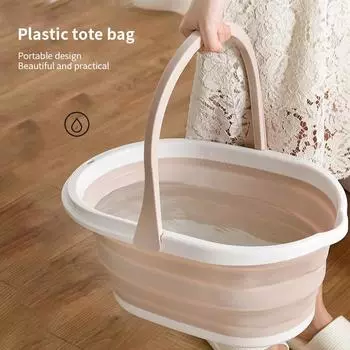 Складное ведро для мойки автомобиля на открытом воздухе, для кемпинга, рыбалки, для хранения, овальное ведро для ванной комнаты и кухни розовый