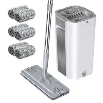 Складное ведро для мытья полов без рук, подушечки из микрофибры, домашний очиститель, швабра с вращающимся ведром, чистка пола из микрофибры без рук 2 pieces of cloth