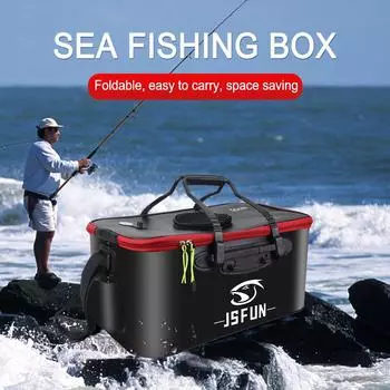Складное ведро для рыболовной приманки 30/40/50 см, практичное складное ведро, многофункциональная рыболовная сумка из ЭВА, коробка для живой рыбы с боковым карманом