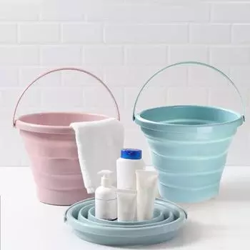 Складное ведро для улицы, 5/10 л, с большой несущей ручкой, герметичное, толстое, складное, компактное, с подвесным отверстием, портативное, универсальное. S розовый
