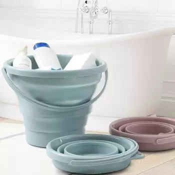 Складное ведро для улицы, 5/10 л, большая несущая ручка, герметичное, толстое, складное, компактное, с подвесным отверстием, портативное, универсальное, для кемпинга, пикника S синий