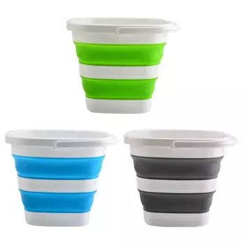 Складное ведро для улицы, переносное пластиковое ведро, складные ведра для кемпинга, рыбалки, ведра для мытья автомобиля, предметы домашнего обихода зелёный