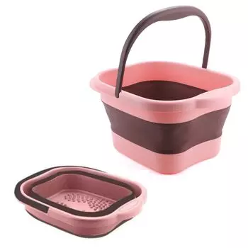 Складное ведро для ванны для ног Asdays, складное ведро для ванны для ног, легкое, для использования на открытом воздухе, 13 литров (розовый) розовый