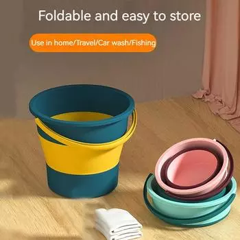 Складное ведро для воды, рыболовное ведро, переносное ведро для мытья на открытом воздухе, автомобильное ведро для хранения, домашнее ведро большой емкости с утолщенной ручкой синий