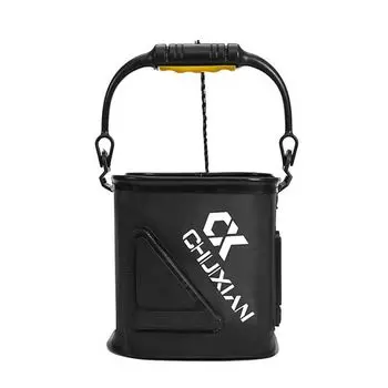 Складное ведро для живой рыбы, толстое ведро для рыболовной приманки из ЭВА, переносное ведро для рыболовной приманки Handle black