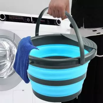 Складное ведро-фильтр 5 л/10 л, удобное, большой емкости с подвесным отверстием, ведро для воды для кемпинга и пешего туризма, бытовые принадлежности L зелёный