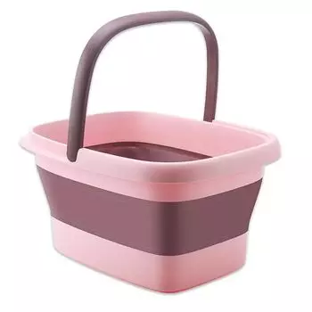 Складное ведро Nicheez 15 литров с ручкой, легкое, компактное, для ванночки для ног, удобное для хранения, кемпинга и отдыха на природе (розовый) розовый