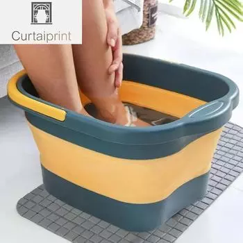 Складное ведро, ванна для педикюра, массажная ванна для ног, спа-тазик для ног, бытовая складная раковина, ведро для стирки автомобиля синий
