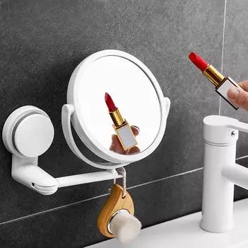 Складное вращающееся на 360° косметическое зеркало с увеличительным стеклом, без перфорации, настенное зеркало для ванной комнаты, зеркало для бритья, HD Cosmetic