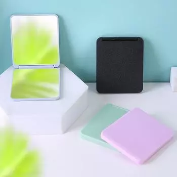 Складное зеркало для макияжа, мини-квадратное зеркало для макияжа, портативные ручные зеркала, двухстороннее компактное зеркало, карманное косметическое зеркало синий