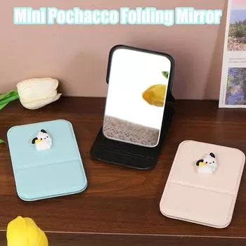 Складное зеркало Kawaii Pochacco Sanrio Puppy, зеркало для макияжа, портативное дорожное настольное зеркало в подарок зелёный