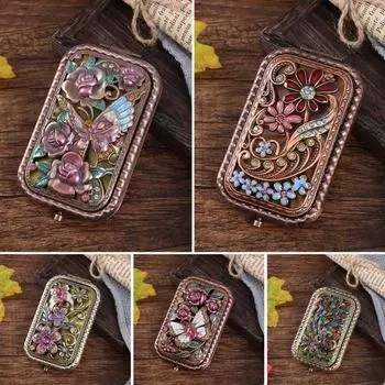 Складное зеркало, привлекательное ретро, превосходное мастерство, косметическое зеркало, двустороннее, компактное, косметическое зеркало, дорожное зеркало, для путешествий