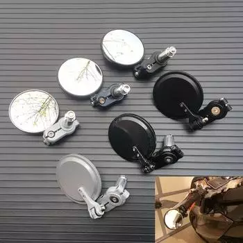 Складное зеркало заднего вида на руль мотоцикла, мотоаксессуары, круглое выпуклое зеркало на руль мотоцикла 16-18 мм серебряный