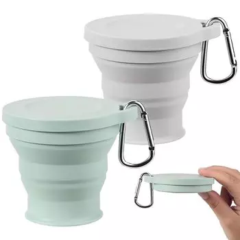 Складной 2 складных термостакана для путешествий, Чашки, Чашка, Крышка, 180 мл, Многофункциональный, Устойчивый, Портативный, Стильный, Тарелка, Легкий, Дорожный,