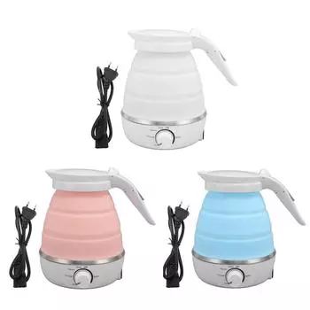 Складной электрический чайник 850 Вт, 600 мл, силиконовый чайник с автоматическим отключением горячей воды для путешествий White