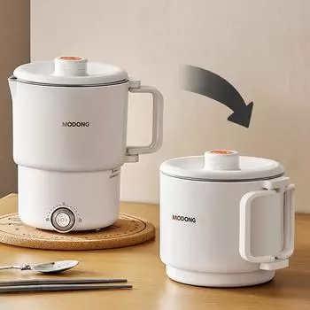 Складной электрический чайник объемом 800 мл, портативная кастрюля для приготовления пищи, мультиварка, дорожные чайники, чашка для подогрева воды, мультиварка из нержавеющей стали 304 EU белый