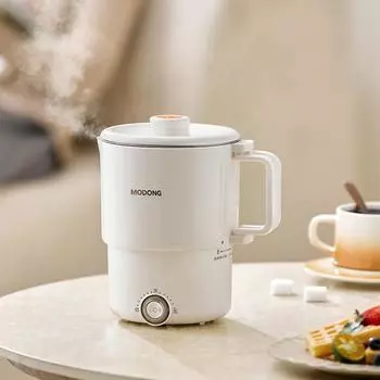 Складной электрический чайник объемом 800 мл, портативная кастрюля для приготовления пищи, мультиварка, дорожные чайники, чашка для подогрева воды, мультиварка из нержавеющей стали 304 EU белый